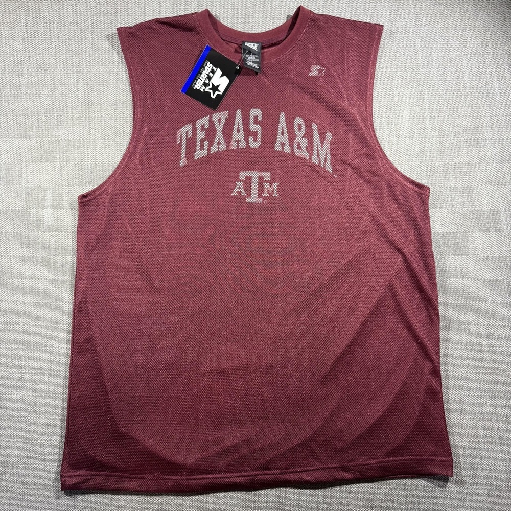 Texas A&M Aggies Shirt Mens Large Red Mesh NCAA Basketball Starter Sleeveless